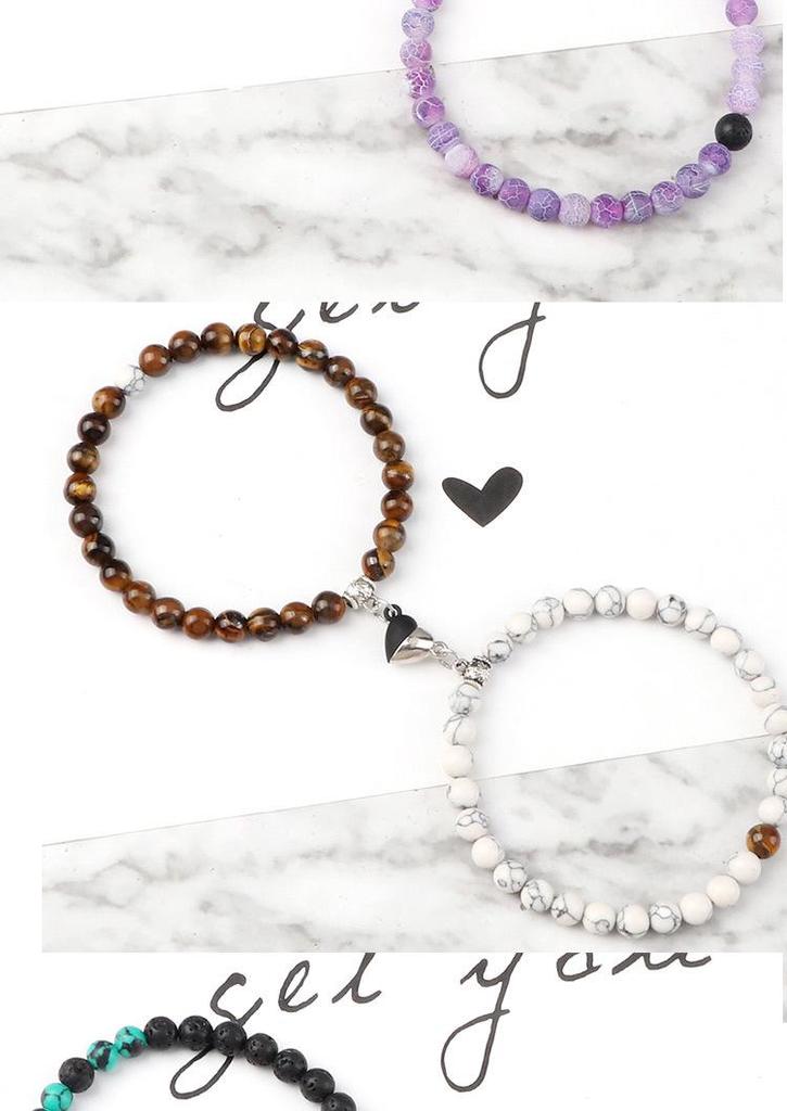 Heart-Shaped Magnetic Couple Bracelet - Best Friend or Sister Gift for Boyfriend - Japanese Korean Student Wristband In Stock
