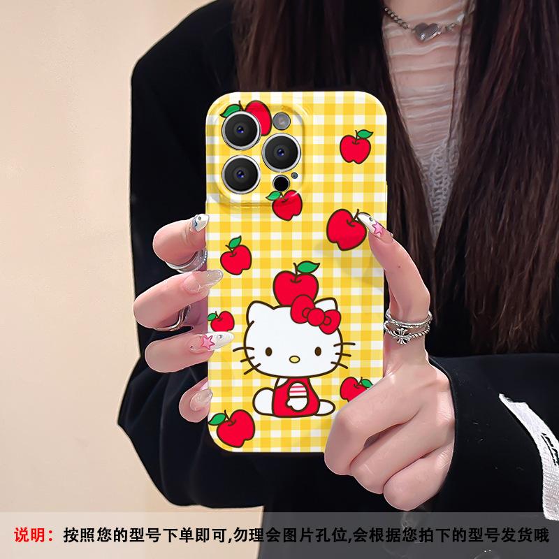 Yellow plaid kt cat for iphone11promax apple 11 cute hello kitty new 11 mobile phone case