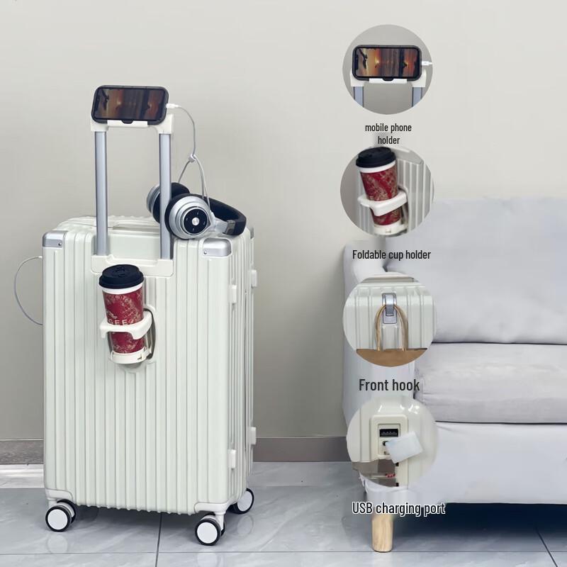 WEZHO 28-inch Trolley Suitcase with USB and Cup Holder