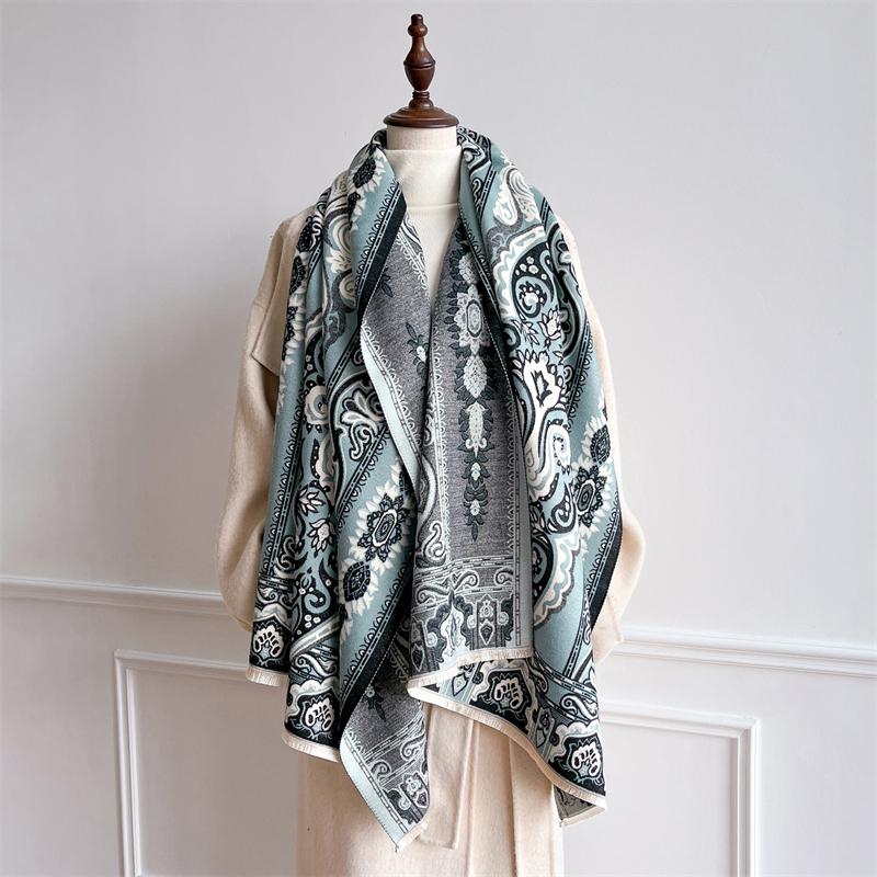 Warm Winter Scarf for Women Luxury Pashmina Shawls Thick Cashmere Poncho Cape Chunky Stoles Lady Elegant Bufanda Long Blanket