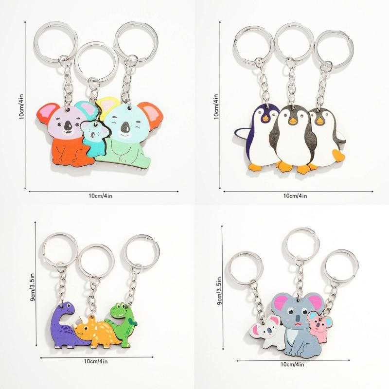 3 Pieces Matching Keychains Puzzle Keychain Set Stylish Keyrings Set Lovely Gift for Girlfriend Boyfriend Animal Lovers