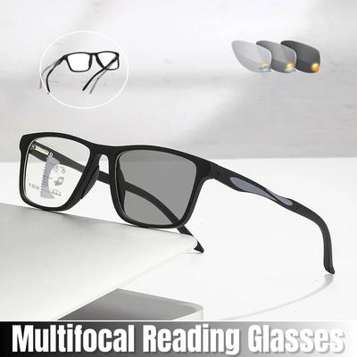 Doppelnutzung Federbein Fotochromatisch Farbwechselnde Multifokale Lesebrille Anti Blaulicht Leichte Sport-Lesebrille