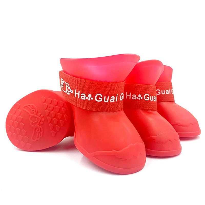 Cross-border Cartoon High-top Pet Silicone Rain Shoes Puppy Dog Going Out Non-slip Wear-resistant Waterproof Dog Shoes Teddy Foot Cover