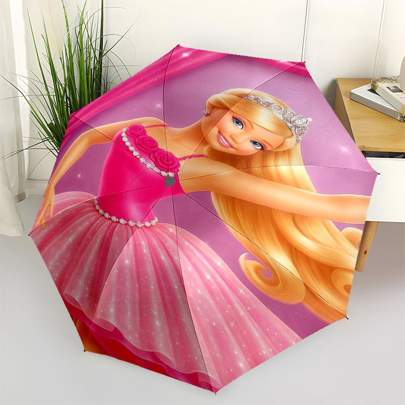 

1pc Barbie Ballerina Dance Pink Dress Umbrella with Plastic Handle,Suitable for All Seasons Travel Outdoor Multi-functional UmbrellaDCS233