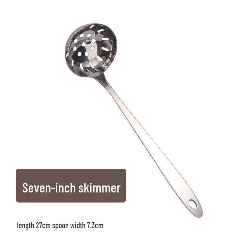 304 Stainless Steel Soup Ladle - Long Handle, Large Serving Size, with Colander for Household or Commercial Use