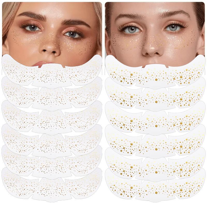 Heißes Roségold Sommersprossen Temporäre Tattoo Aufkleber Heißprägung Sommersprossen Make-up Patches Gesichts-Make-up