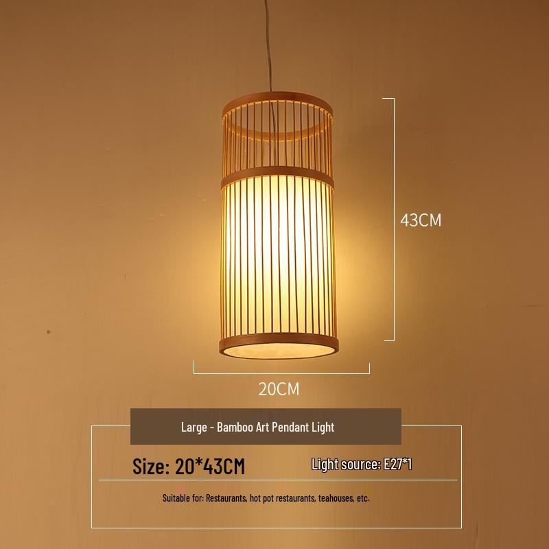 Modern Japanese-Style Bamboo Weaving Chandelier - Creative Decorative Lighting for Living Room, Bedroom, Bar, or Dining Area