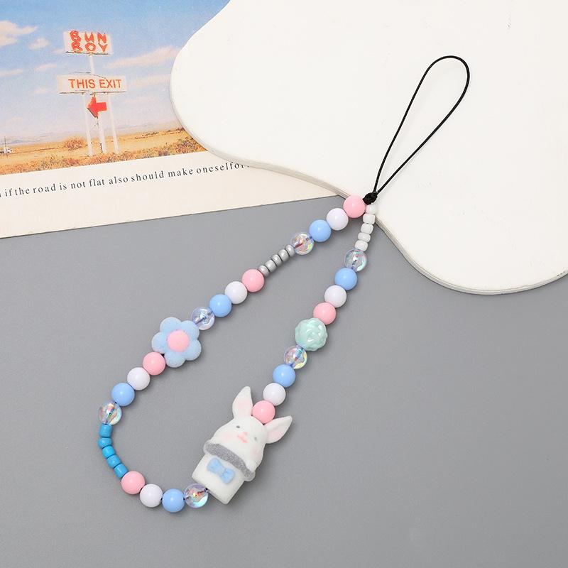 New Floral Fragrance Style Phone Chain with Beaded Pendant and Anti-Drop Lanyard for Women