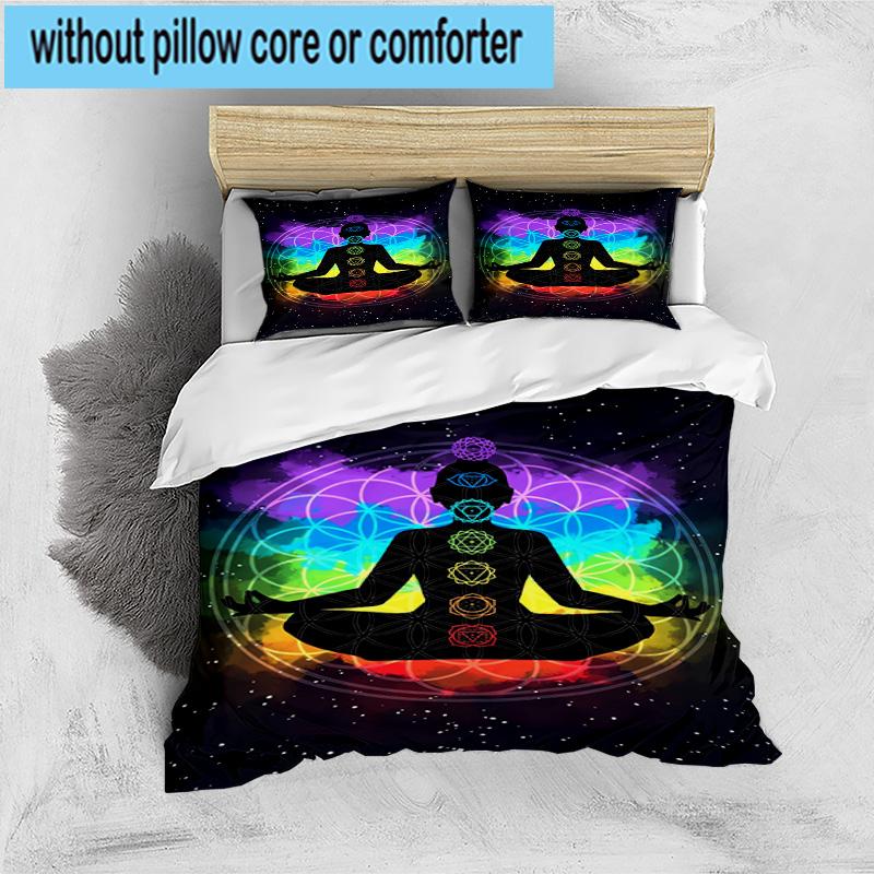 Chakra Balance Meditation 3pcs Bedding,Including 1pc Duvet Cover And 2pcs Pillowcases Perfect for Christmas,Ideal for Bedroom, Dormitory