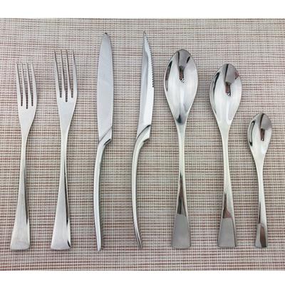 7Pcs/Set Shiny Silver Cutlery Set Stainless Steel Dinnerware Flatware Set with Steak Knife Coffee Teaspoon Fork Silverware Dinner Set