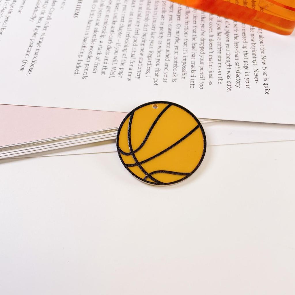Double-Sided Acrylic Earrings with Embossed Football, Basketball, and Rugby Designs for DIY Jewelry.