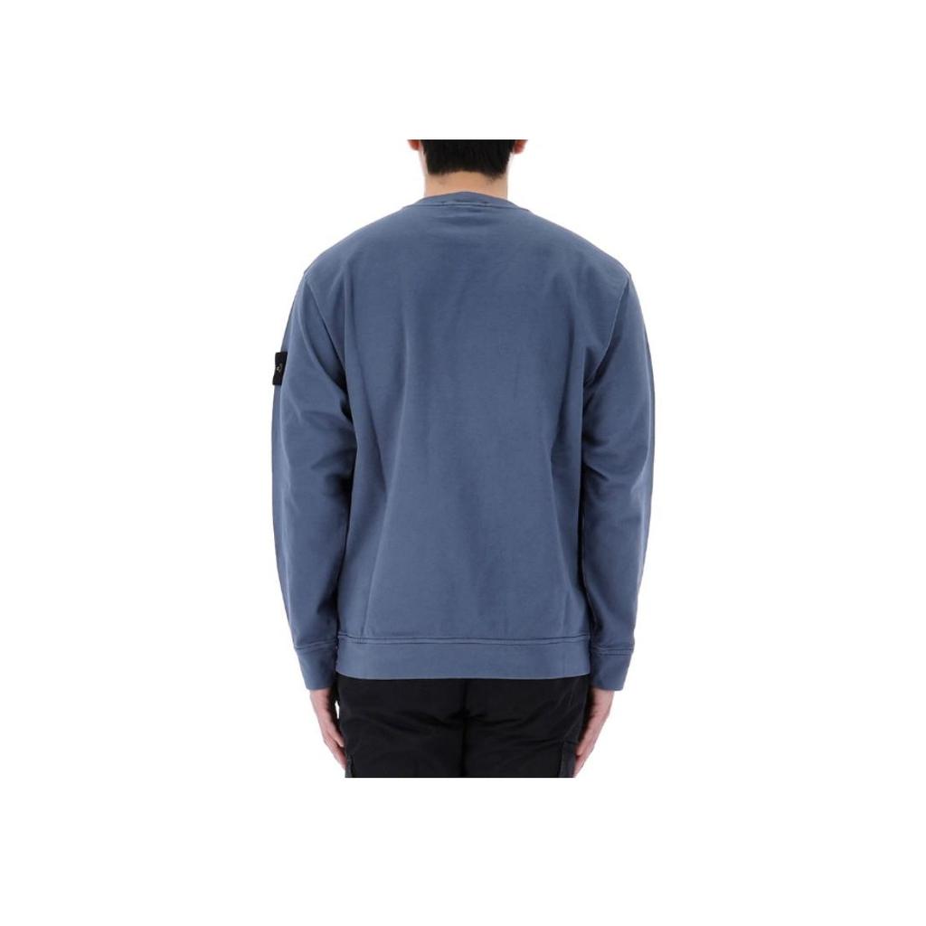 STONE ISLAND Solid Color Crew Neck Pullover Long Sleeve Sweatshirt Men Sweatshirt Blue 801563750-V0024