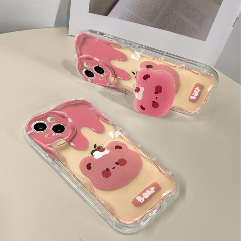 Suitable for Xiaomi 14pro Mobile Phone Case 13/11 Bear Bracket Pendant Note12 Transparent Silicone Redmi K60/50