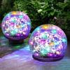 Waterproof Solar Globes Cracked Glass Solar Energy Solar Lights Auto on/Off Warm and Colorful Light LED Garden Lights Patio