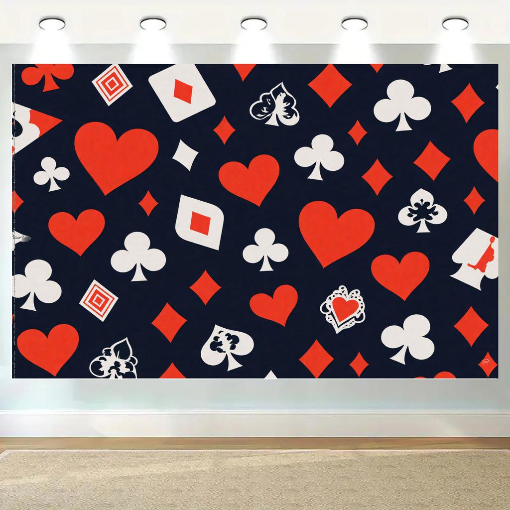 Full suit pattern of playing cards printing polyester wall tapestry suitable for use in living rooms bedrooms offices bars party