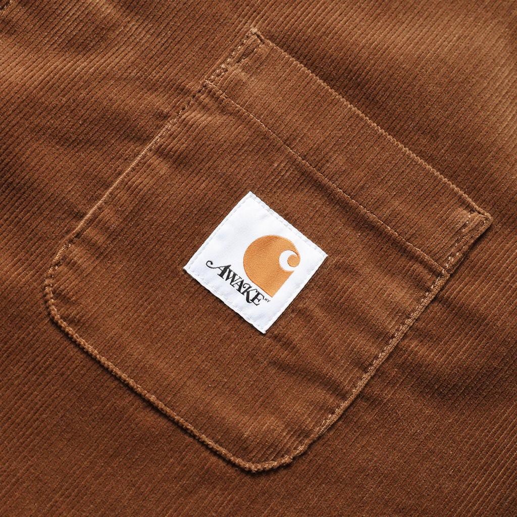 Carhartt WIP X Awake NY Collaboration SS23 Solid Color Chest Pocket Logo Shirt Jacket Unisex Jacket Brown AWK-CAR23-TP001-BRO