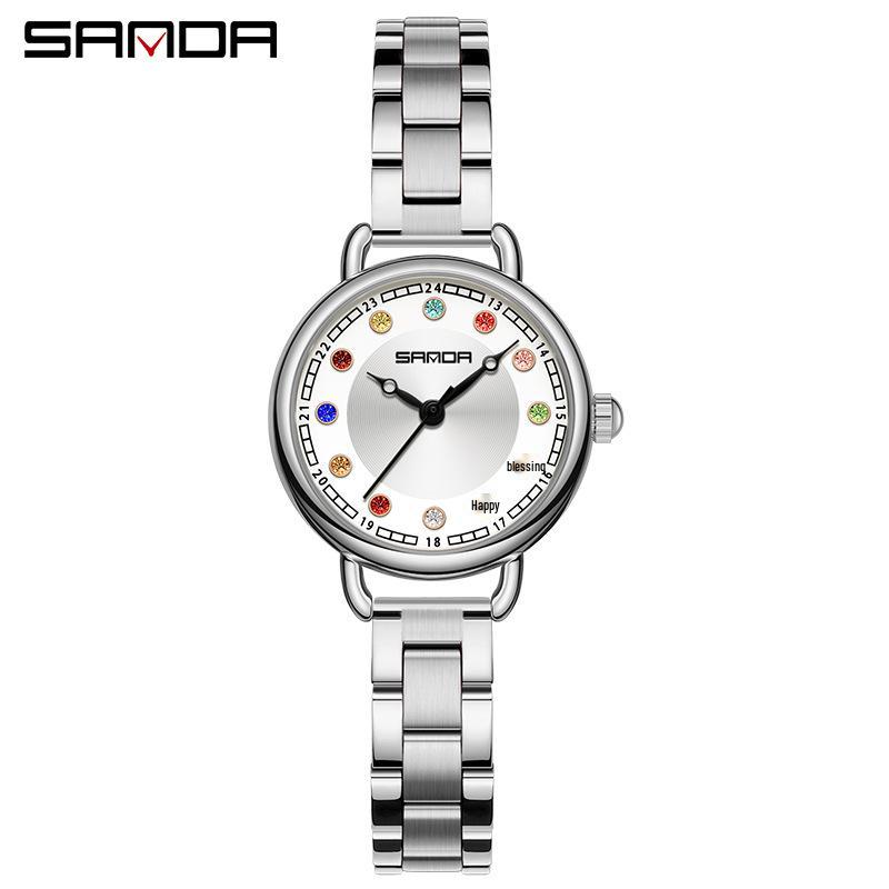 Sanda Women's Diamond-Studded Quartz Watch: Fashionable, Light Luxury, Versatile Steel Band 
