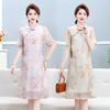Elegant Summer Cheongsam Dress for Middle-Aged Women