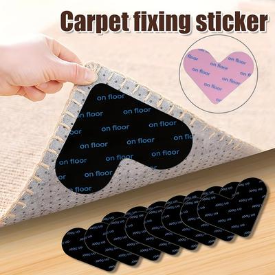 4Pcs Black Carpet Floor Mat Anti-skid Fixed Sticker Pu Washed Non-marking Carpet Sticker Carpet Anti-skid Sticker