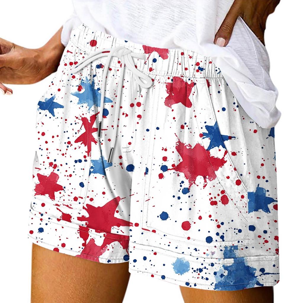 Damen Casual Sommer Elastische Strandshorts Print Casual Shorts
