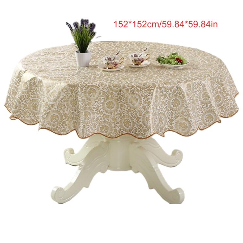 Florals Pattern Tablecloth Oilproof Waterproofs Easy Cleaning Round Table Cover for Home Restaurant Decors Table Cloth