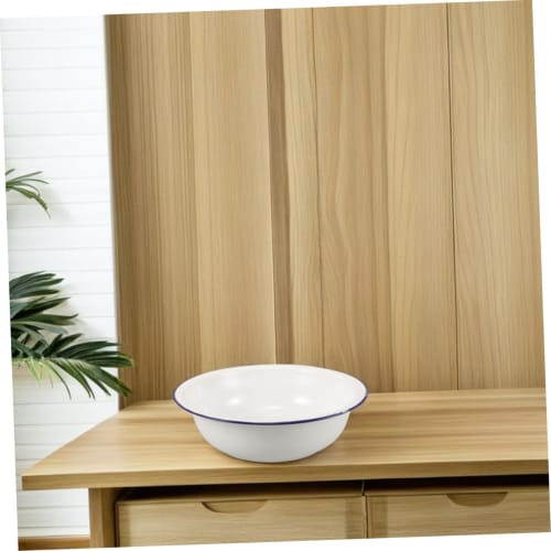 MUSISALY Enamel Footbath, Enamel Wash Basin, Vintage Enamel Basin, Enamel Washstand, Enamel Bowl, Enamel Washbasin, White