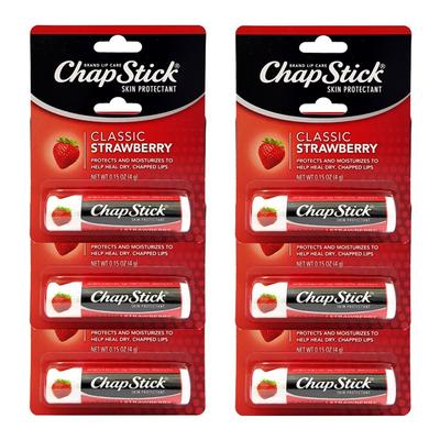 Chapstick Lip Care Moisturizing/Care Lip Balm, Classic Strawberry, 4g, 6 Pcs.