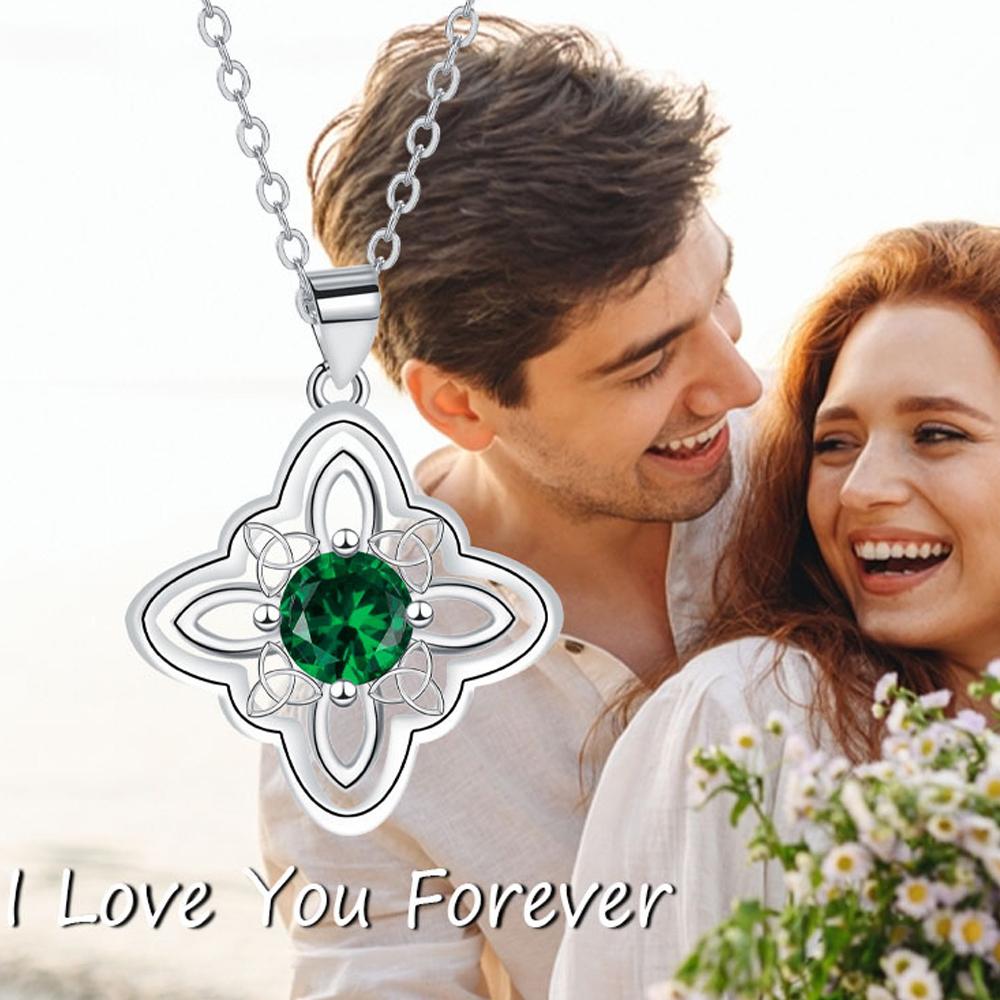 925 Silber Klassische Hexenknoten Halskette mit Zirkonia Dreifaltigkeitsknoten CZ Anhänger Wicca Symbol Schutzschmuck