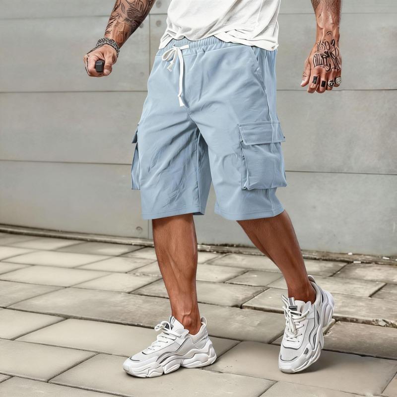 New Daily Casual Outdoor Solid Color Workwear Three-quarter Length Pants for Men