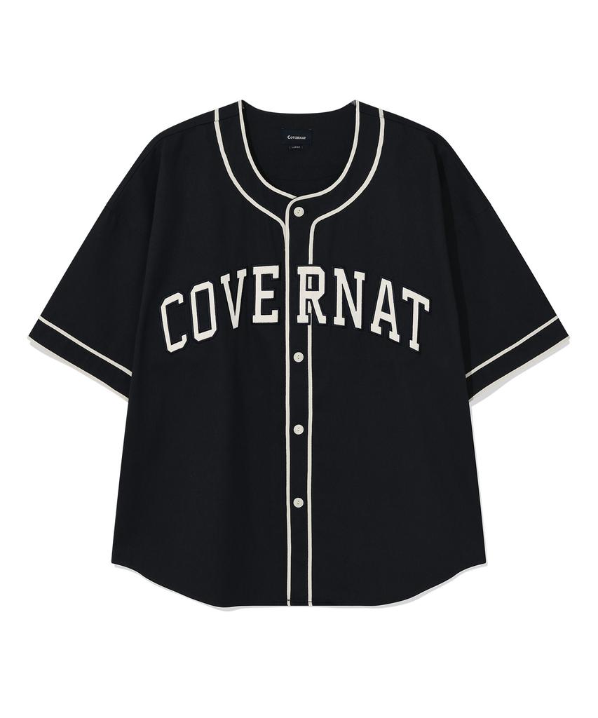 COVERNAT Arch Logo Baseball Half Shirt Dark Navy
