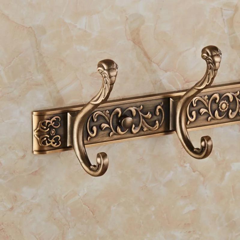 Brand New Antique Embossed Wall Mounted Coat Hooks 5 Row Coat Hook Door Back Bag Key Storage Rack Bathroom Towel Racks Wholesale