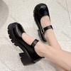 Fashion Comemore Black Ankle Buckle Platform Pumps Japanese Style Patent Leather Mary Jane Shoes Woman Punk Thick Heels Lolita Shoes