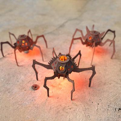 Quebra-cabeça de Madeira 3D Modelo Aranha com Luz Aranha Mecânica Steampunk Estatueta Quebra-cabeça 3D Ornamento de Mesa para Decoração de Halloween
