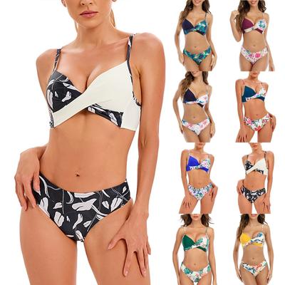 Damski seksowny dwuczęściowy strój kąpielowy bikini z fiszbinami i wkładką na biust