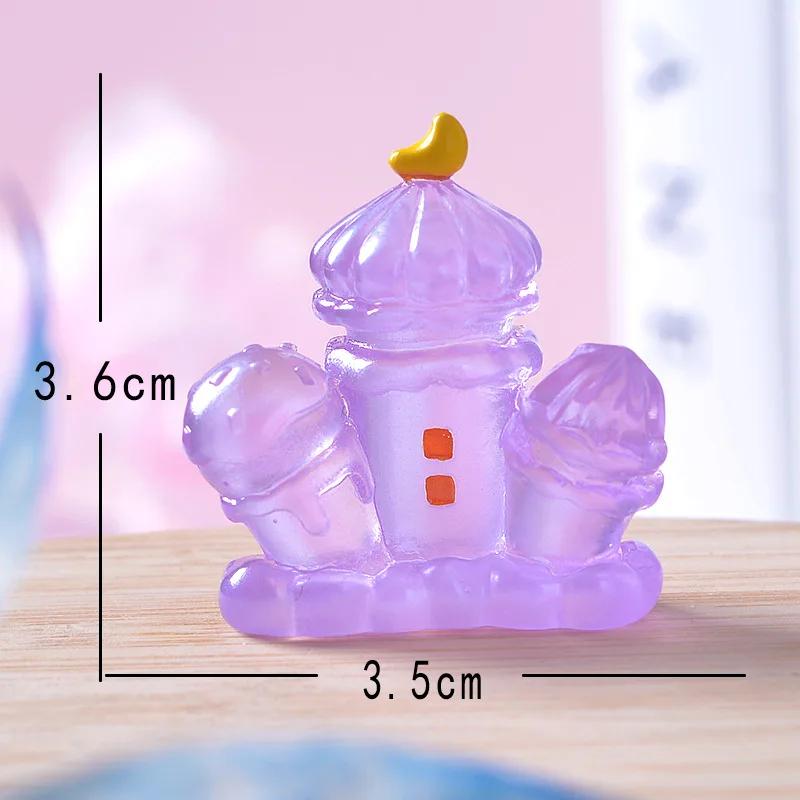 

Garden Creative Cartoon Night Light Ornament Cartoon Castle Small Ornament Star Shell Grassland Castle DIY Resin Small Ornament