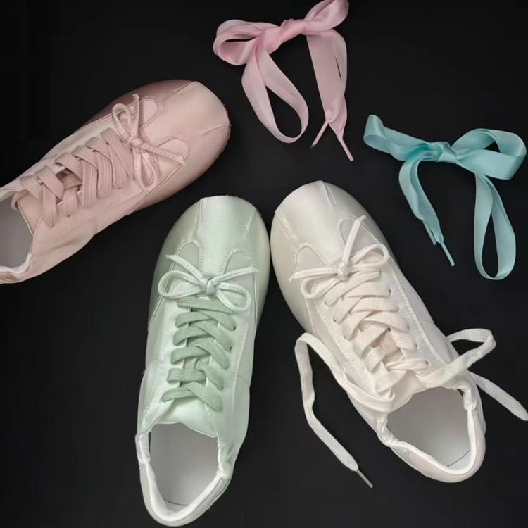 Ballet Style Bow German Training Shoes Women's 2025 Spring New Thick-soled Soft-soled Breathable White Shoes Sports and Leisure Shoes