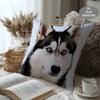 1pc Husky Dog Plush Throw Pillow Cover - Siberian Husky Face Design, Soft Couch Cushion Cover Suitable for Sofa & Bed Decor