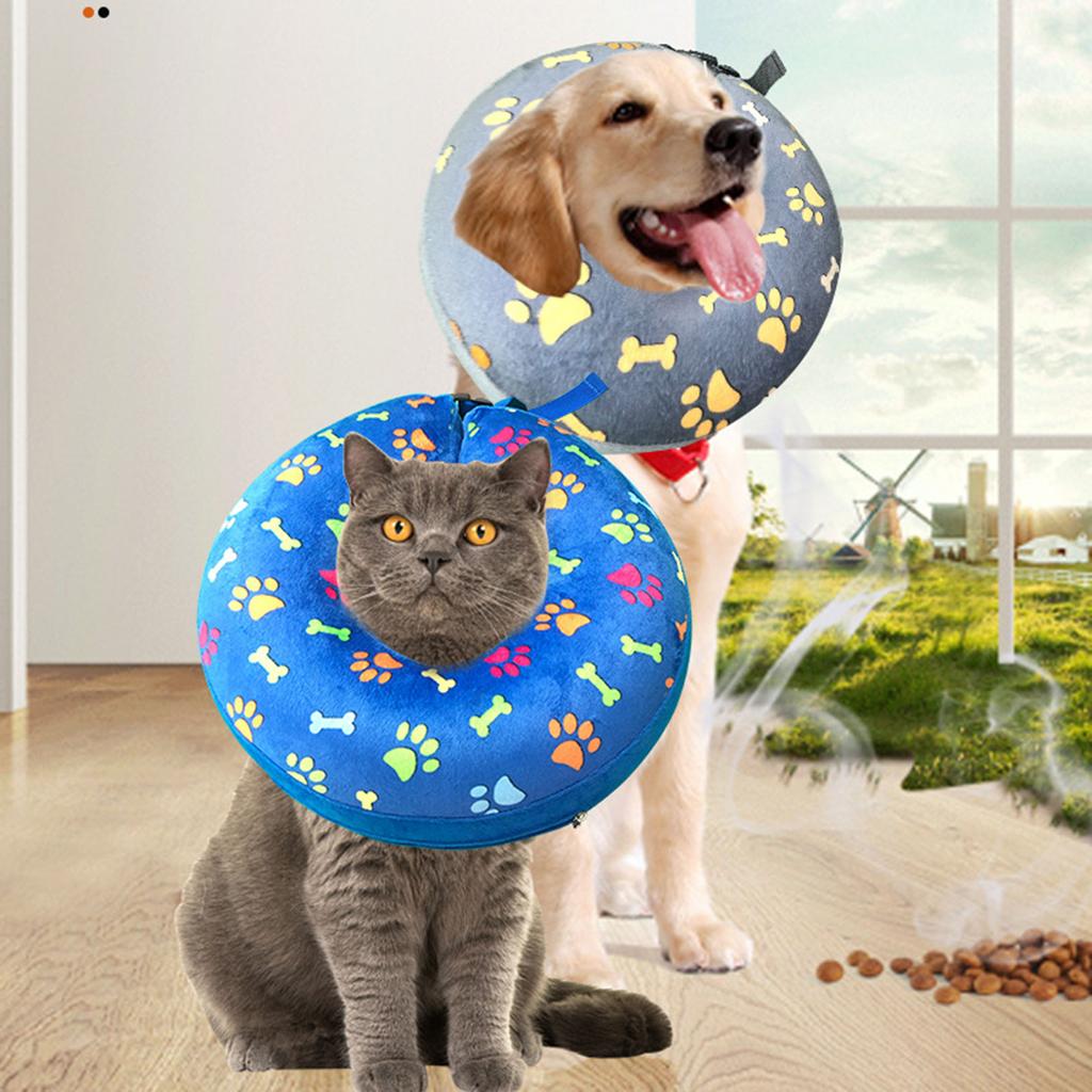 Comfortable Pet Recovery Cone Collar with Protective Layer Recovery Collar Inflatable For Pets Puppy Kitten