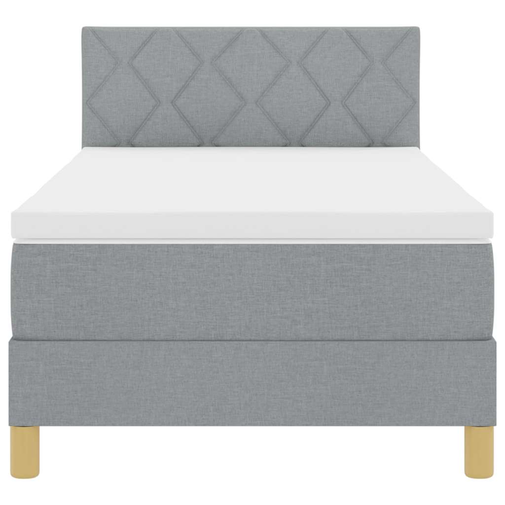 LED Box Spring Bed with Headboard Light Gray 100 x 200 cm Fabric