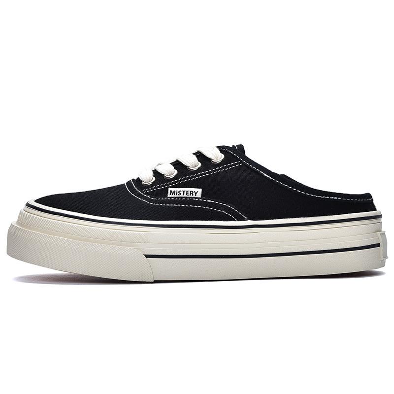 Half-drag canvas shoes women's 2025 new spring retro two-wear cloth shoes women's Hong Kong-style versatile board shoes ins tide
