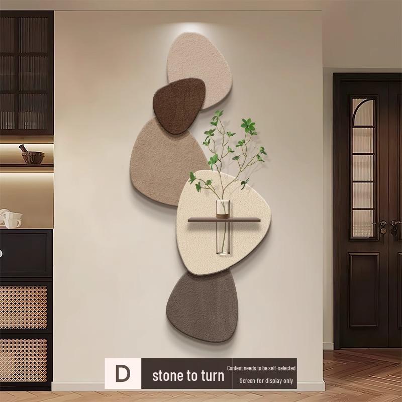 Chinese-Style Foyer Painting: 'Turn Stones Into Gold' with Hydroponic Green Plant Design