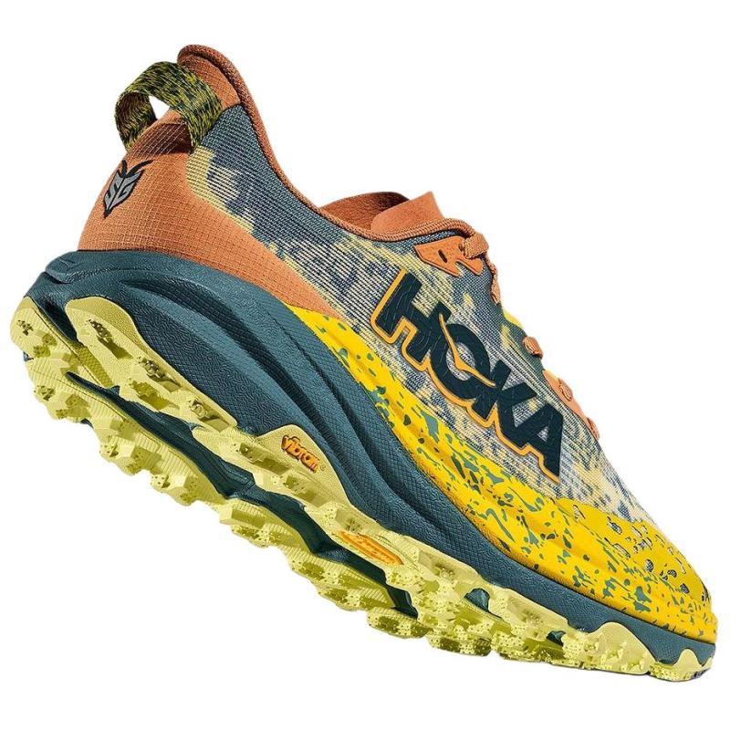 HOKA ONE ONE Speedgoat 6 Cushioning, Wear Resistant Low Top Running Shoes Men's Yellow Orange Sneakers 1147791-TTT