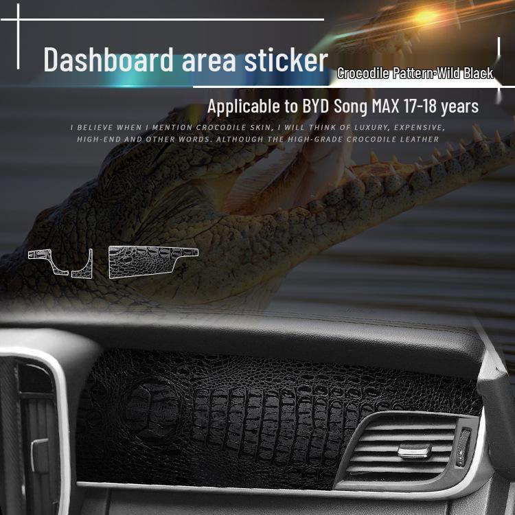 Krokodilmusterfolie für BYD Song MAX Innenraumkonsole & Paneeldekoration, Wildschwarzer Aufkleber