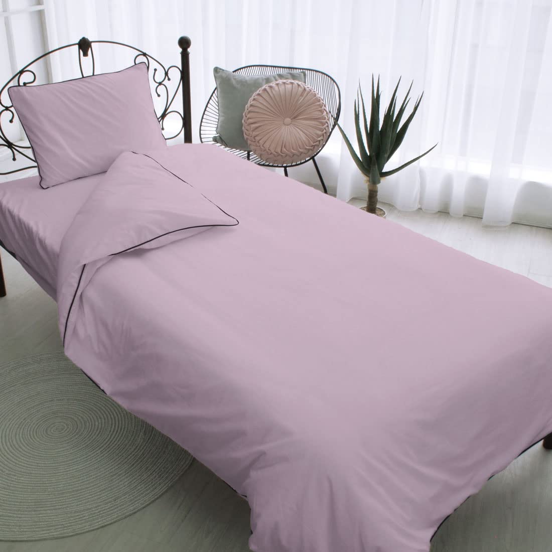 

Seafield Cotton Piping Duvet Cover Queen Mocha Includes and Duvet Machine Cottonbird 100% 3-Piece Set, Size, Pink, Pillowcases, Sheets, Cover,