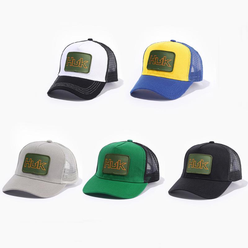 Trendy Brand Patch Embroidered LettersHUKFashionable Simple Mesh Baseball Cap for Men and Women Outdoor Sports Sun Hat
