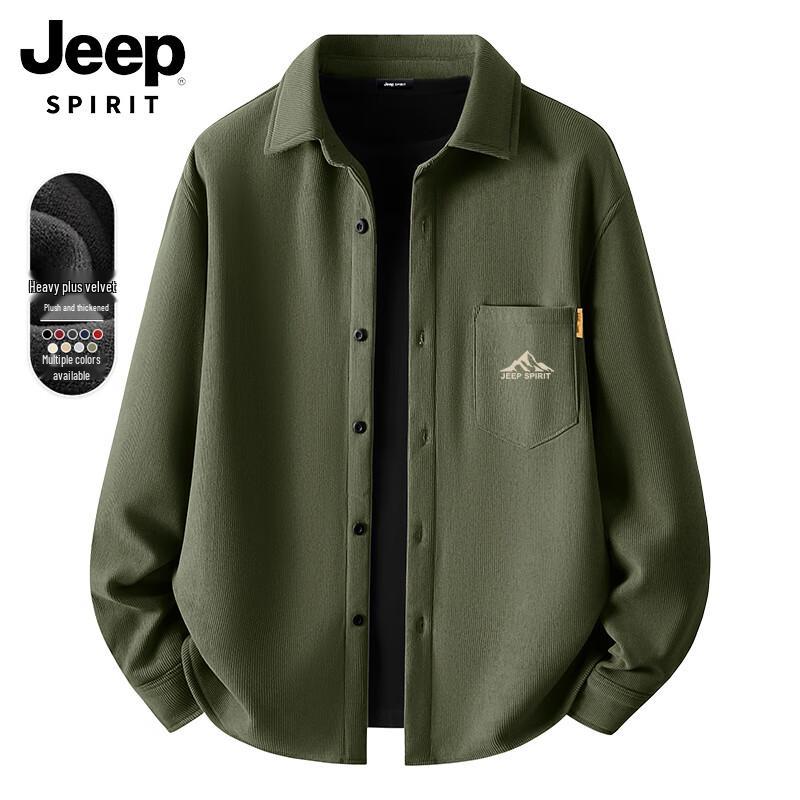 JEEP SPIRIT Men s Fleece-Lined Corduroy Long-Sleeve Shirt 3XL