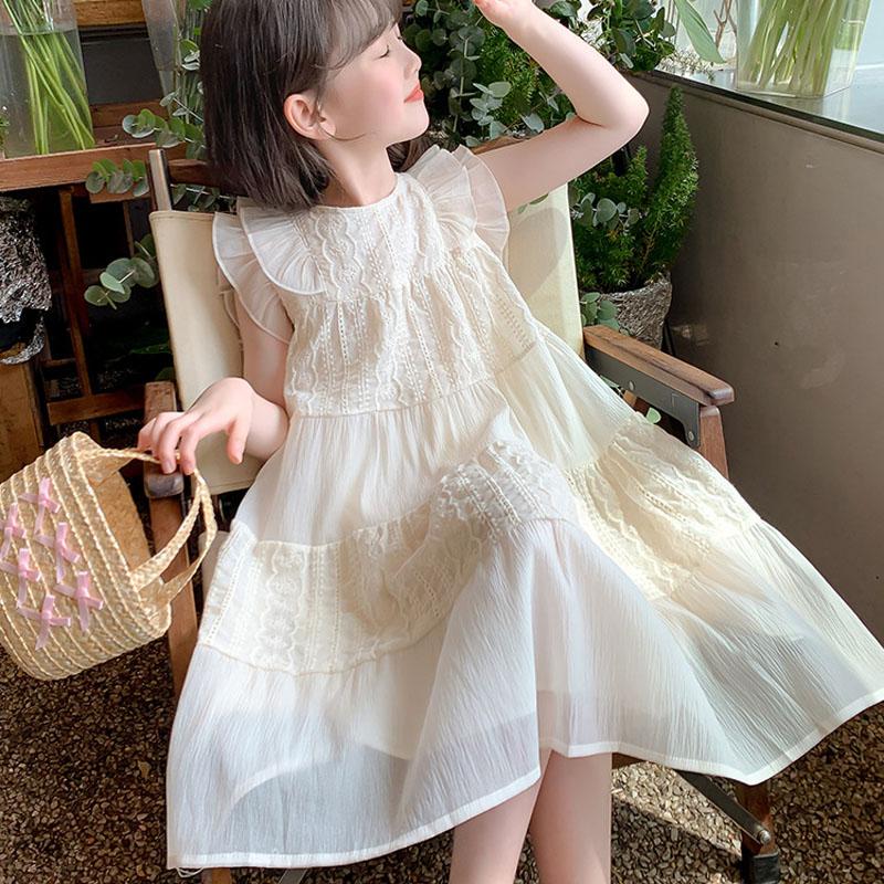 Children's Dress Summer Girls Embroidery Princess Dress Clothing Sleeveless Baby Kids Simple Style Fairy Dress