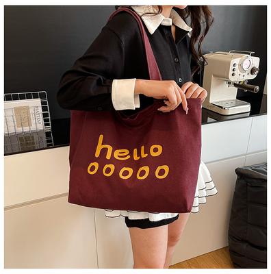 New Canvas Bag Letter Large Capacity Tote Bag Daily Versatile Shopping Leisure Vacation Canvas Bag