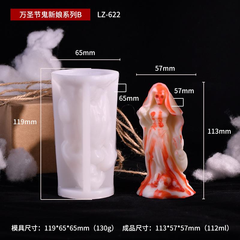 New 3D Ghost Bride Groom Silicone Candle Molds Halloween Horror Ghost Statue Plaster Crafts Resin Mold DIY Handmade Soap Making