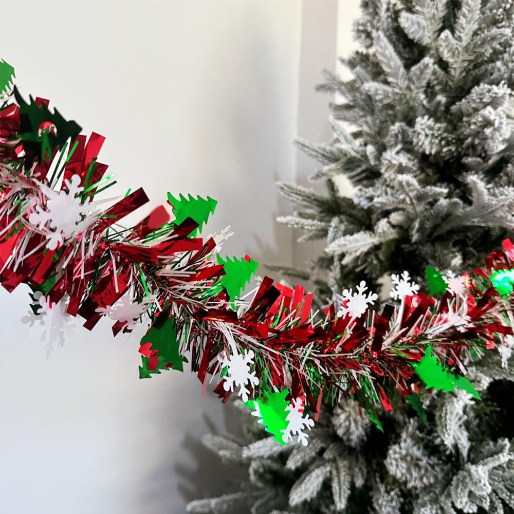 

1 шт. 2 м Рождественская мишура в виде снежинок - Металлический декор для елки и потолка, Подвесной аксессуар для вечеринки на Рождество и Новый год 2M